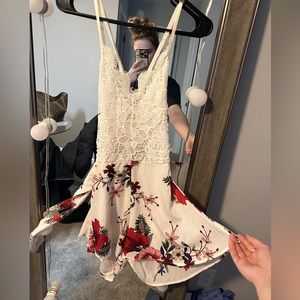 Lace top romper flowy short bottoms